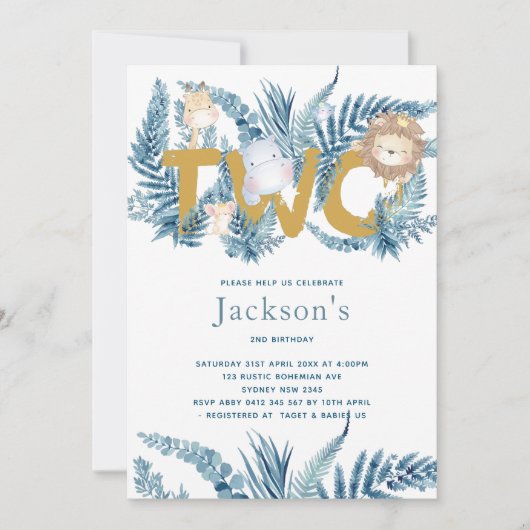 Safari Animals Einladung (Vorderseite)