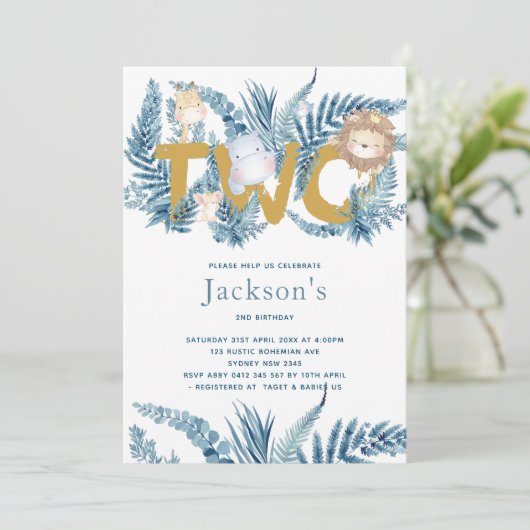 Safari Animals Einladung (Stehend Vorderseite)