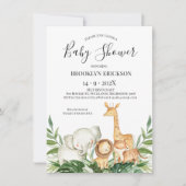 Safari Animals Foliage Baby Dusche Einladung (Vorderseite)