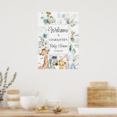 Safari Animals Foliage Baby Dusche Willkommen Poster (Küche)