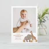 Safari Animals Fotos Neue Kinderankündigung Einladung (Stehend Vorderseite)
