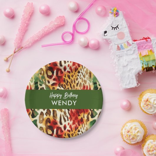Safari Animals' Fur Print Patterns farbenfroh Pappteller (Party)