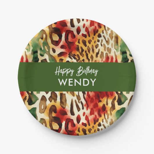 Safari Animals' Fur Print Patterns farbenfroh Pappteller (Vorderseite)