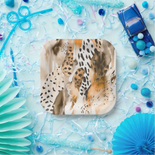Safari Animals Fur Prints Abstrakt Modern Boho Pappteller (Party)