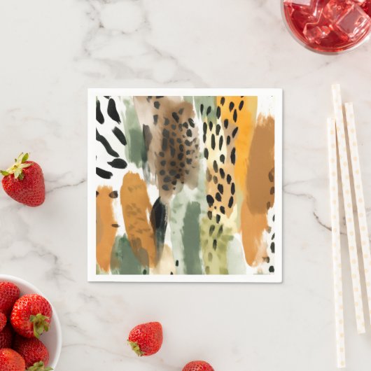 Safari Animals Fur Prints Abstrakt Modern Boho Serviette (Beispiel)