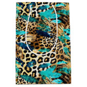 Safari Animals' Fur Prints Muster Aquamarin Blue G Mittlere Geschenktüte (Vorderseite)