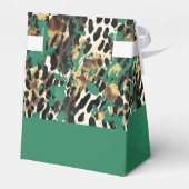 Safari Animals' Fur Prints Muster Green Moderne Geschenkschachtel (Rückseite)