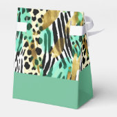 Safari Animals' Fur Prints Muster Grün kühne Chic Geschenkschachtel (Rückseite)