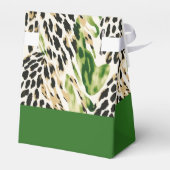 Safari Animals' Fur Prints Muster grün und braun Geschenkschachtel (Rückseite)