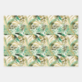 Safari Animals' Fur Prints Muster grün und Gold Geschenkpapier Set (Vorderseite 3)