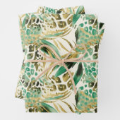 Safari Animals' Fur Prints Muster grün und Gold Geschenkpapier Set (Beispiel)