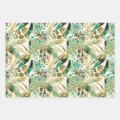 Safari Animals' Fur Prints Muster grün und Gold Geschenkpapier Set (Vorderseite)