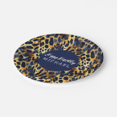 Safari Animals' Fur Prints Muster Navy Blue Gold Pappteller (Schrägansicht)