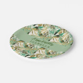 Safari Animals' Fur Prints Pattern & Palm Blätter Pappteller (Schrägansicht)