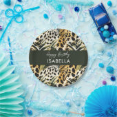 Safari Animals' Fur Prints Patterns & Palm Blätter Pappteller (Party)