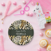 Safari Animals' Fur Prints Patterns & Palm Blätter Pappteller (Party)