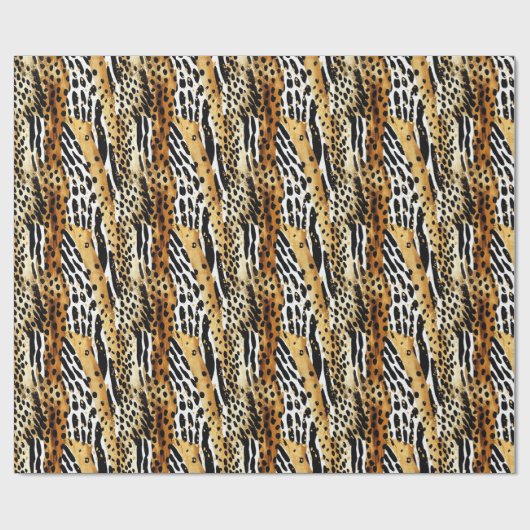 Safari Animals Fur Prints Patterns Wildlife Boho Geschenkpapier (Flach)