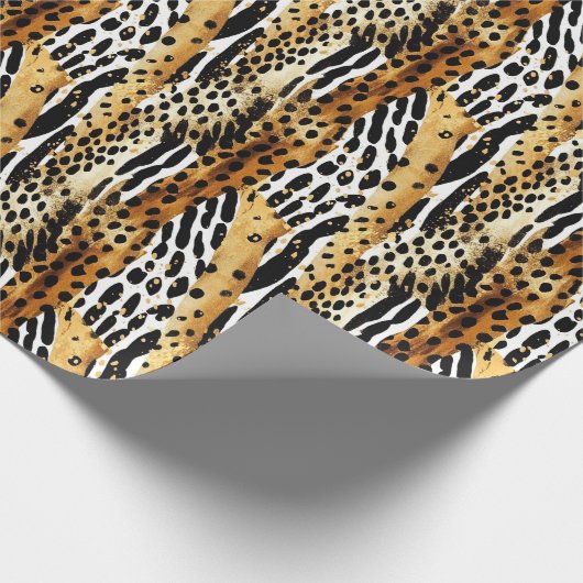 Safari Animals Fur Prints Patterns Wildlife Boho Geschenkpapier (Ecke)