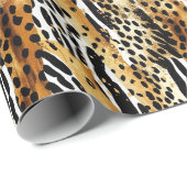 Safari Animals Fur Prints Patterns Wildlife Boho Geschenkpapier (Rolleneckpunkt)