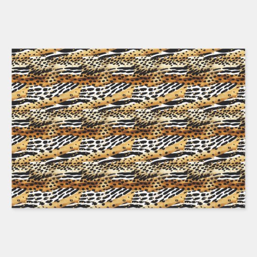 Safari Animals Fur Prints Patterns Wildlife Boho Geschenkpapier Set (Vorderseite 3)