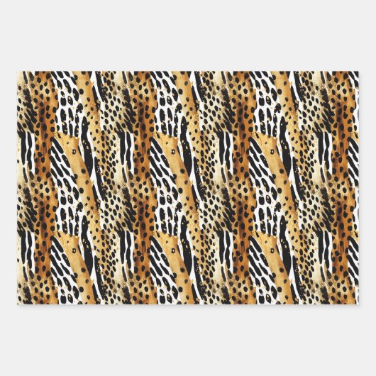 Safari Animals Fur Prints Patterns Wildlife Boho Geschenkpapier Set (Vorderseite 2)