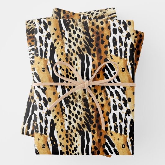 Safari Animals Fur Prints Patterns Wildlife Boho Geschenkpapier Set (Beispiel)