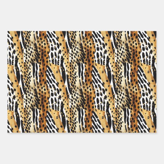 Safari Animals Fur Prints Patterns Wildlife Boho Geschenkpapier Set (Vorderseite)