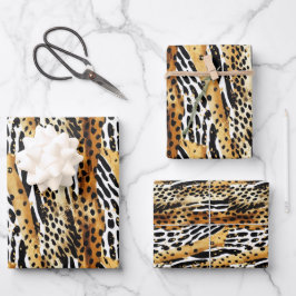Safari Animals Fur Prints Patterns Wildlife Boho Geschenkpapier Set
