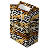Safari Animals Fur Prints Patterns Wildlife Boho Mittlere Geschenktüte (Rückseite Schrägansicht)