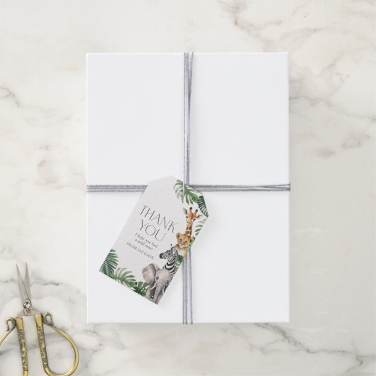 Safari Animals Geburtstag Geschenkanhänger (Mit Garn)