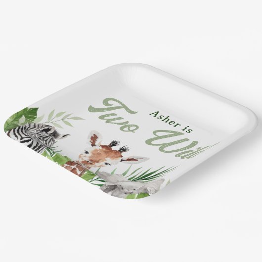 Safari Animals Geburtstag Pappteller (Gewinkelt)