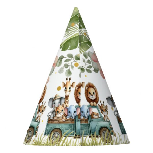 Safari Animals Geburtstag Partyhütchen (Rückseite)