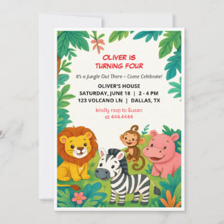 Safari Animals Geburtstags Einladung Party Flachka