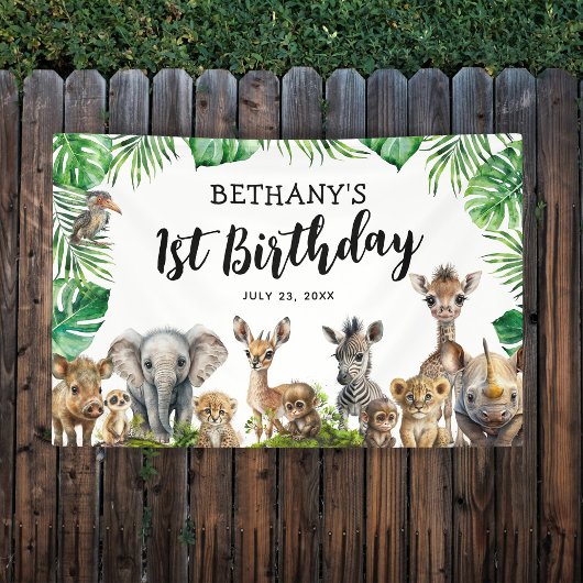 Safari Animals Geburtstagsparty Banner