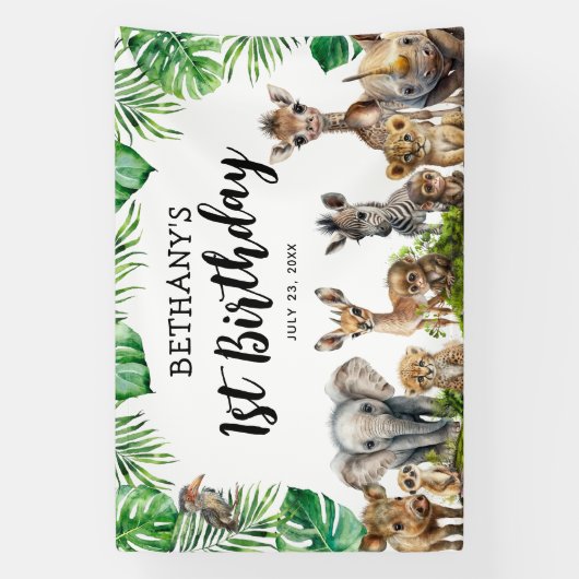 Safari Animals Geburtstagsparty Banner (Vertikal)