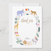 Safari Animals Geburtstagsparty Danke Mitteilungskarte (Vorderseite)