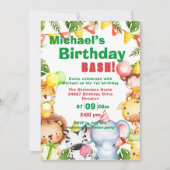 Safari Animals Geburtstagsparty Einladung (Vorderseite)