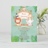 Safari Animals | Gender Neutral Baby Shower Einlad (Stehend Vorderseite)
