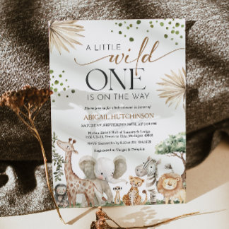 Safari Animals Gender Neutral Baby Shower Einladung