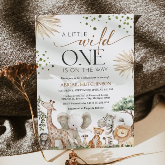 Safari Animals Gender Neutral Baby Shower Einladung