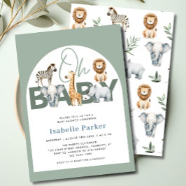 Safari Animals Gender Neutral Baby Shower Einladung