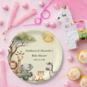 Safari animals gender neutral baby shower round pappteller (Party)