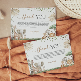 Safari Animals Gender Neutral Baby Shower Thank Yo Dankeskarte