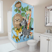 Safari Animals Giraffe Monkey Lion Zebra Tiger Duschvorhang (Beispiel)