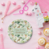 Safari Animals - Giraffen Watercolor Green Beige Pappteller (Party)