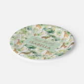 Safari Animals - Giraffen Watercolor Green Beige Pappteller (Schrägansicht)