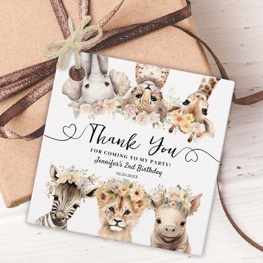 Safari Animals Girl 2. Geburtstag Party Geschenkanhänger