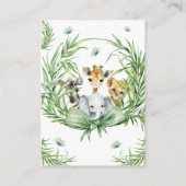 Safari Animals Green Bow Baby Dusche Windel Raffel Begleitkarte (Rückseite)