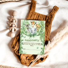 Safari Animals Green Bow Baby Dusche Windel Raffel