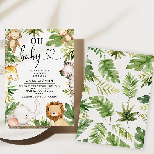 Safari Animals Greenerity Oh Baby Shower Einladung